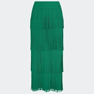 SIMONMILLER Green Za Za Knit Fringe Skirt